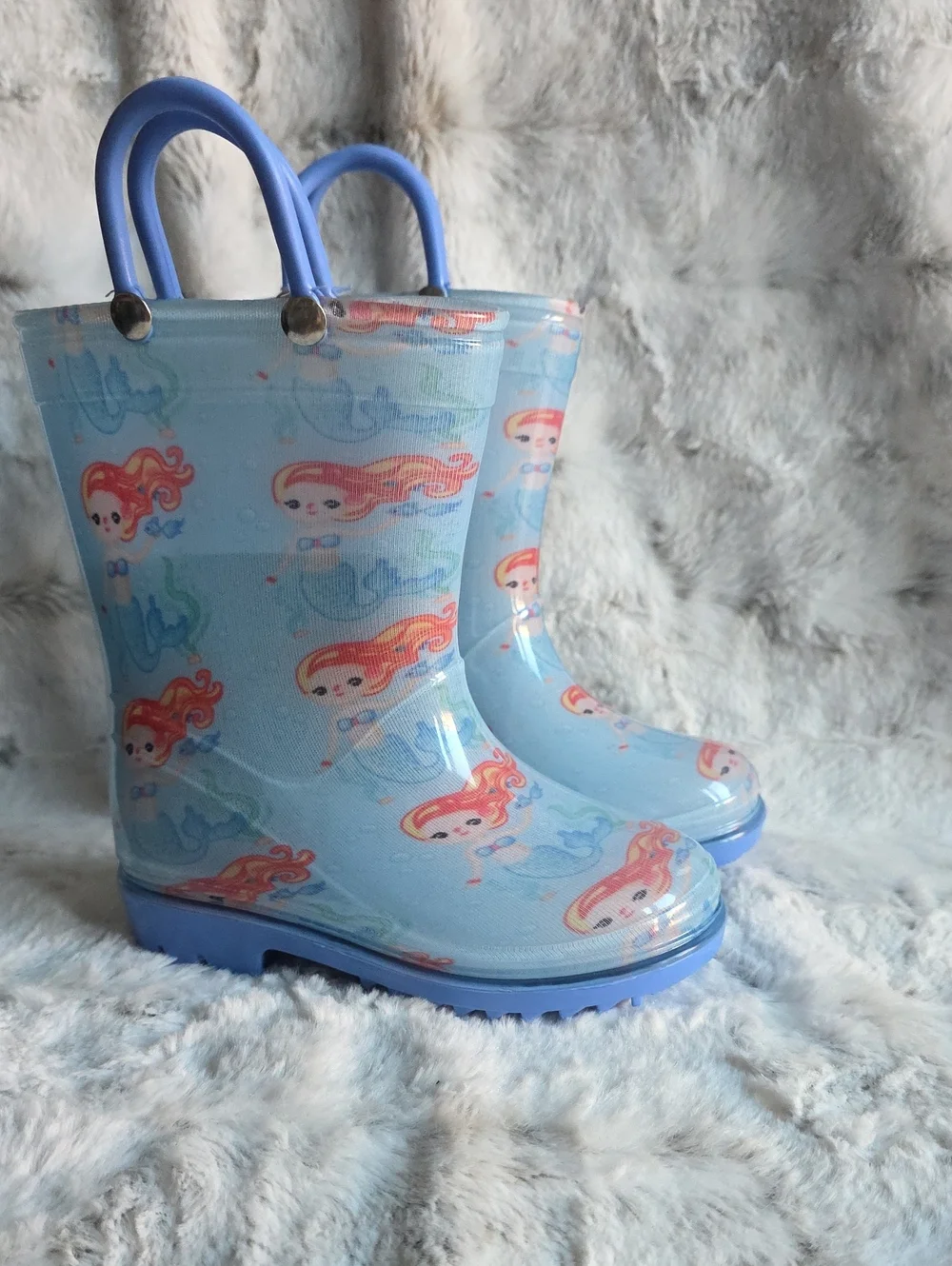 Storm Kidz Blue Mermaid Rain Boots with Handles
